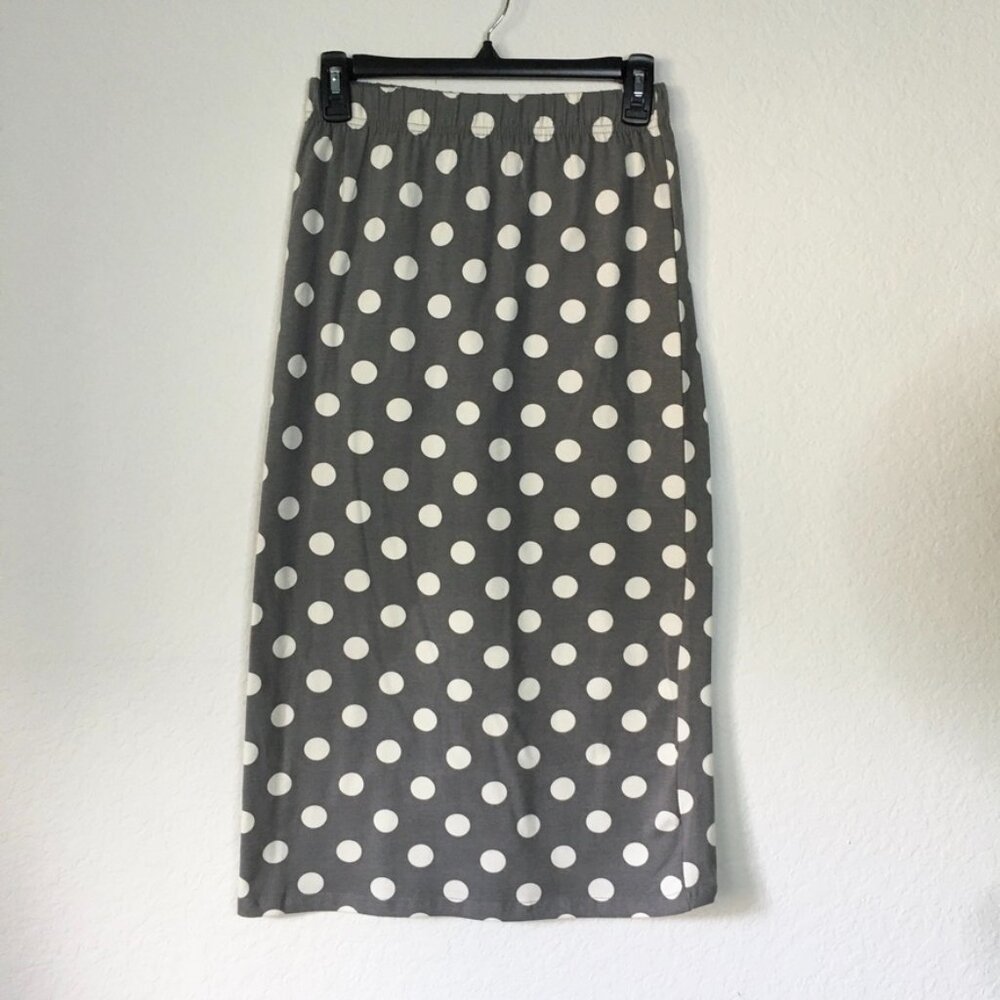 Tiara Boho Pull on Skirt Womens Small Elastic Waist Midi Slit Back 30" Length